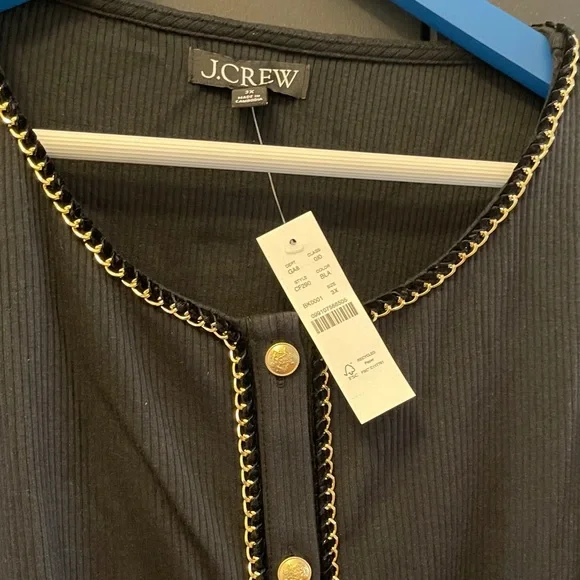 J. Crew Factory Black Jacket with Gold Accents and Velvet  & Gold Trim. - Picture 3 of 8
